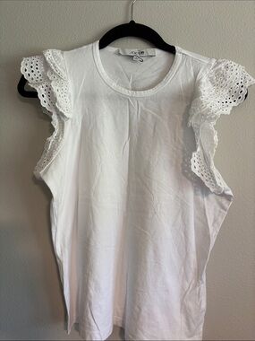 Joe's Jeans White Eyelet Flutter Sleeve Tank Top